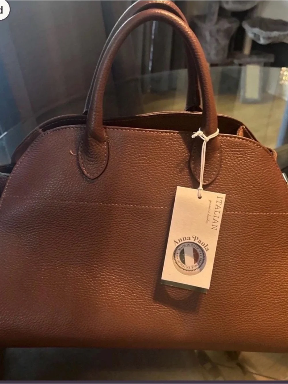 Brown Leather Satchel - Structured Italian Design